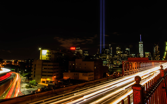 2015 WTC Memorial Lights Brooklyn Bridge